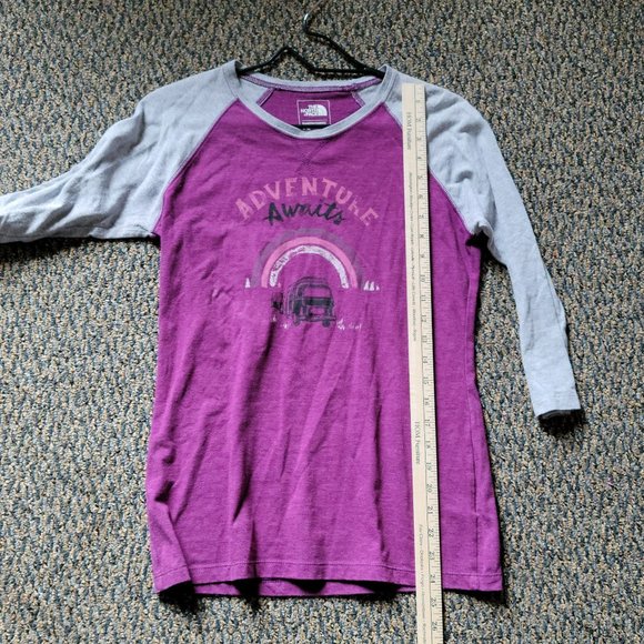 The North Face Adventure Awaits Purple Grey Baseball Tee Size Small - Picture 5 of 10